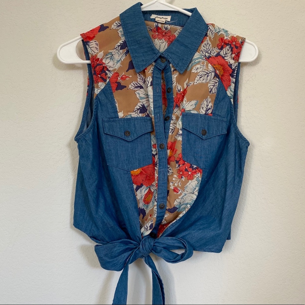 Floral Denim Crop